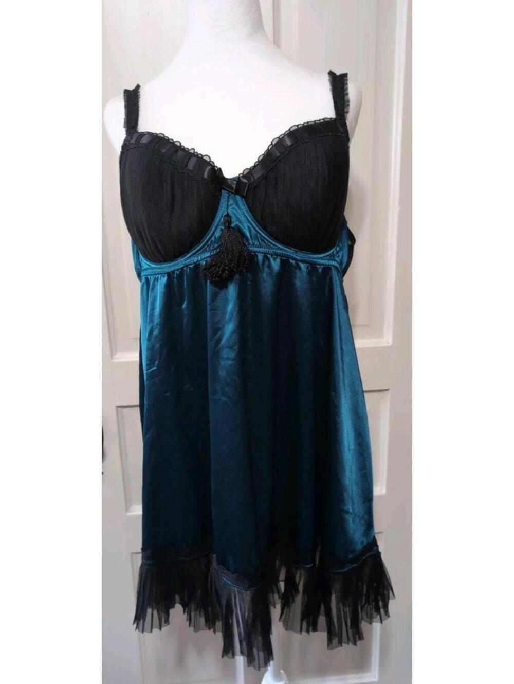 Torrid Underwire Slip Dress Babydoll Mesh Aqua Nighty Sexy Woman's 2(1304)